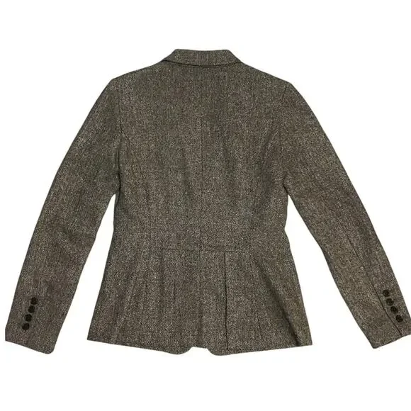 Hive and Honey Brown Herringbone Blazer Wool Blend Size Small - Picture 5 of 9